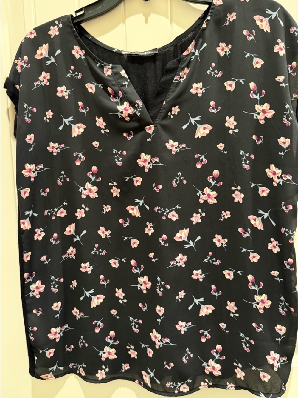 Papermoon Black Floral Trim Top